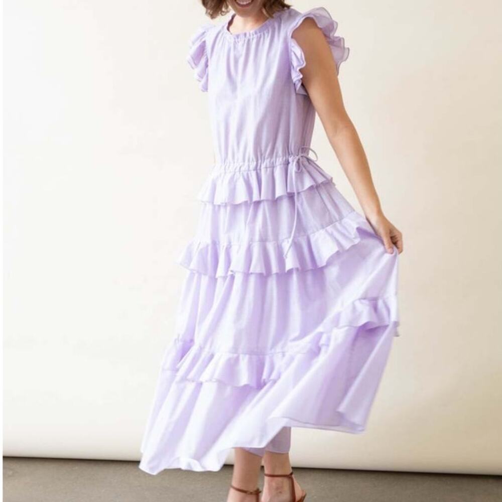 Katharine Kidd Lavender Ruffle Maxi Dress Size Small
